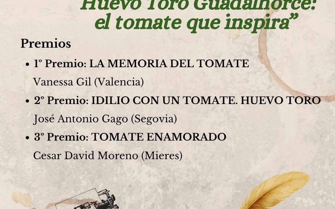 El I Concurso Nacional de Poesía «Huevo Toro Guadalhorce: el tomate que inspira» ya tiene ganadores tras una exitosa primera edición